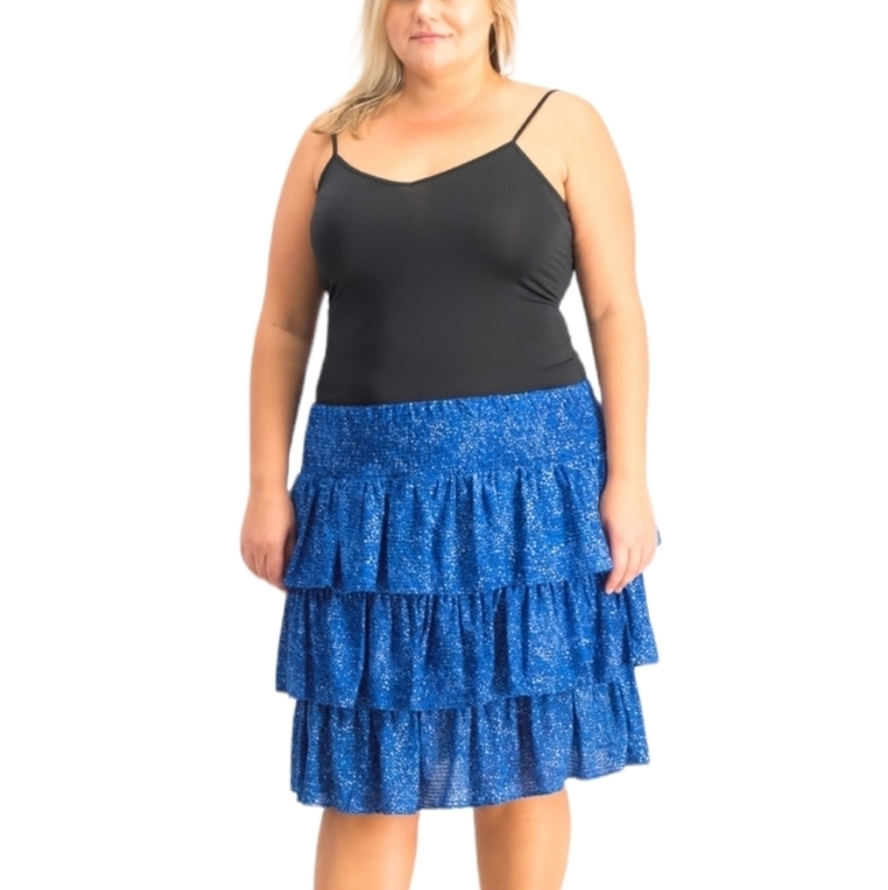 NWT MICHAEL Michael Kors Mosaic-Print Tiered Skirt Sz 1x